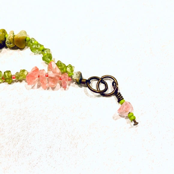 Handmade Peridot and Rose Quartz Elephant Bracelet - Picture 5 of 5
